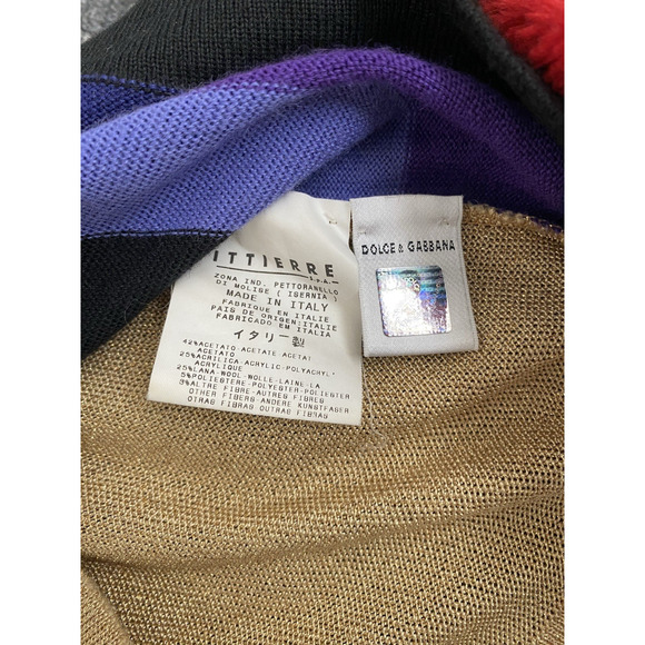 Dolce Gabbana Top Blouse Knit Sleeveless Gold Purple Striped Mock Neck S - Picture 6 of 7